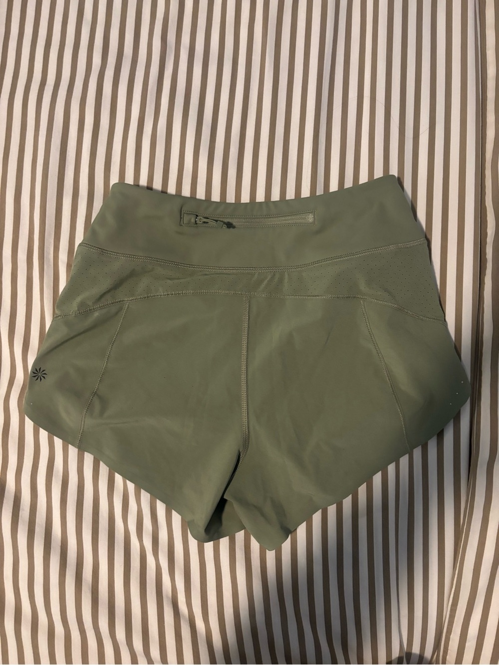 Athleta Olive Green High-Waist Athletic Shorts